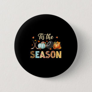 Hockey Tis The Season Pumpkin Autumn Fall Thanksgi 6 Cm Round Badge