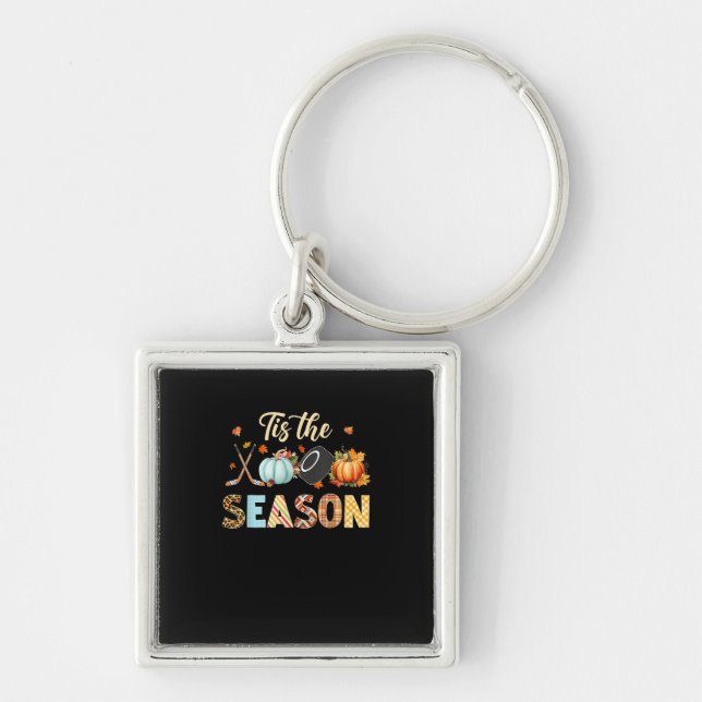 Hockey Tis The Season Pumpkin Autumn Fall Thanksgi Key Ring (Front)