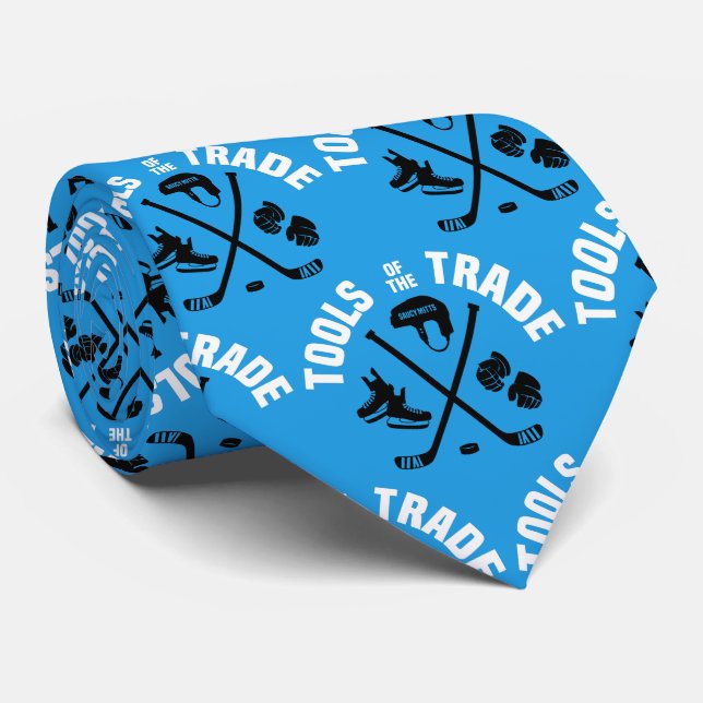Hockey Tools of the Trade on blue Tie (Rolled)