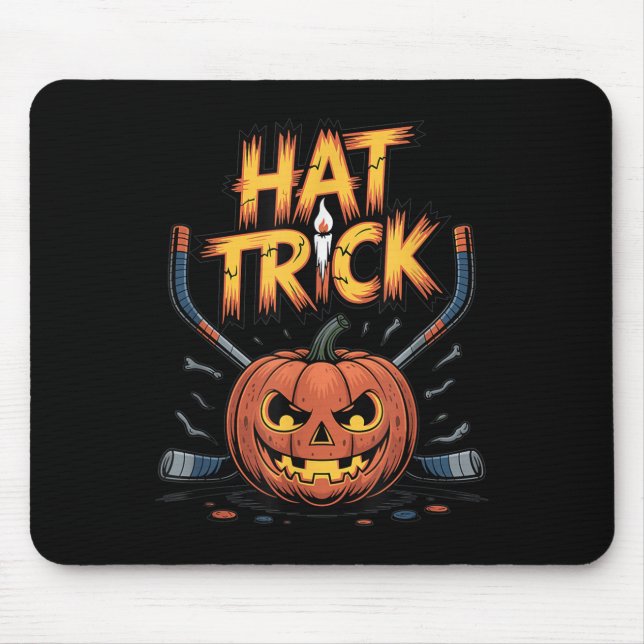 Hockey Trick Halloween Soky Pumpkin Ice Hockey Hal Mouse Mat (Front)