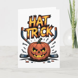 Hockey Trick Halloween Spooky Pumpkin Ice Hockey H Card
