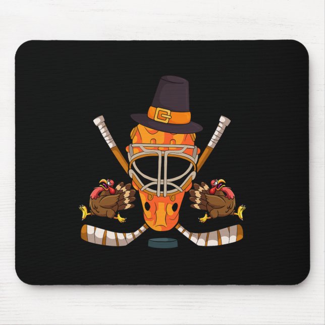 Hockey Turkey Thanksgiving Day Funny Sport Fall Au Mouse Mat (Front)