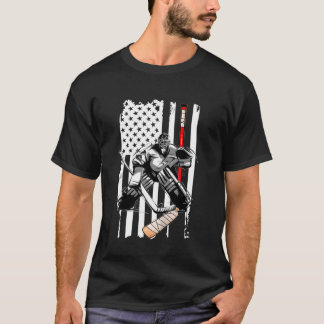 Hockey US Flag 4th Of July - Funny Ice Hockey Love T-Shirt