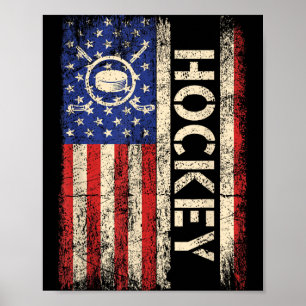 Hockey Usa Aamerican Flag Hockey Player Ice Hockey Poster