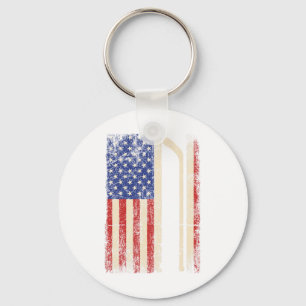 Hockey Usa American Flag Hockey Stick Ice Hockey D Key Ring