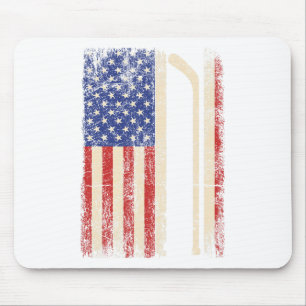 Hockey Usa American Flag Hockey Stick Ice Hockey D Mouse Mat