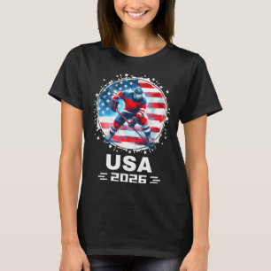 Hockey Usa Go Usa Team Usa Flag 2026 Hockey  T-Shirt
