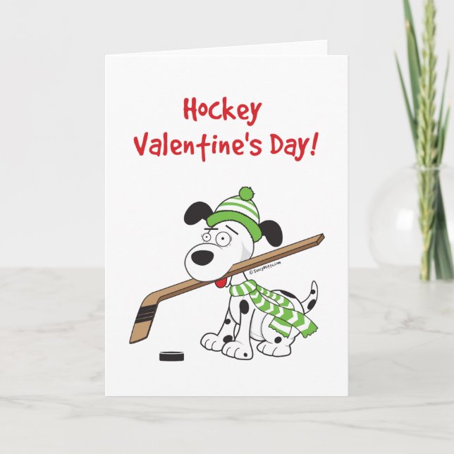 Hockey Valentine's Day Card - Hockey Dog (Front)