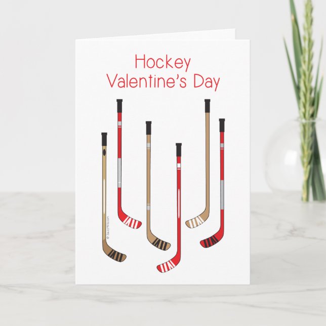 Hockey Valentine's Day Card - Hockey Sticks (Front)
