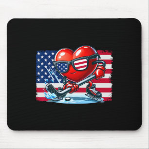 Hockey Valentines Day Valentine Us Flag Sungles Pa Mouse Mat