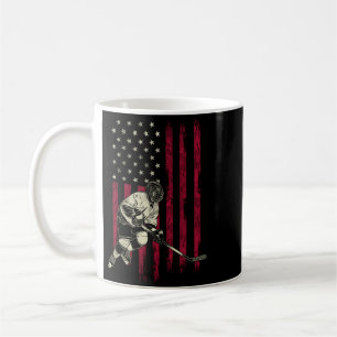 Hockey Vintage Aamerican Flag 4th Of July Gift Coffee Mug