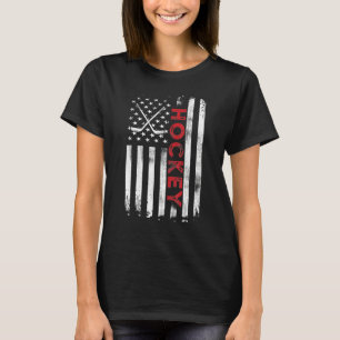 Hockey Vintage American USA Flag Patriotic Ice Hoc T-Shirt