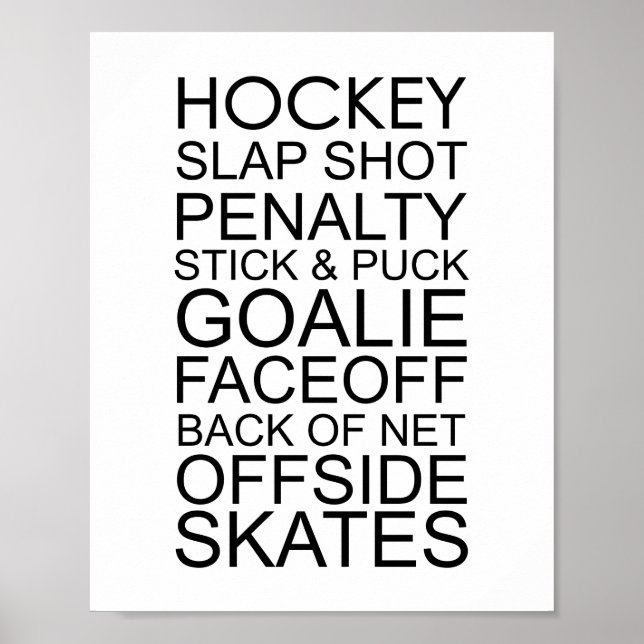Hockey Words Typography Poster (Front)