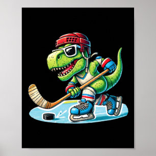 Hockeysaurus Dinosaur Ice Hockey Trex Kids Boys Ic Poster