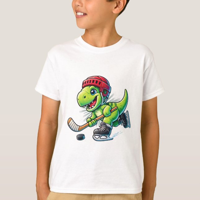 Hockeysaurus Dinosaur Ice Hockey Trex Kids Boys Ic T-Shirt (Front)