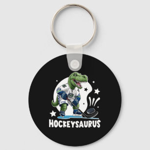 Hockeysaurus Funny Dinosaur Hockey Kids Hockey Boy Key Ring