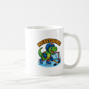 Hockeysaurus Funny Dinosaur Ice Hockey Kids Coffee Mug