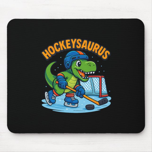 Hockeysaurus Funny Dinosaur Ice Hockey Kids  Mouse Mat (Front)