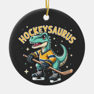 Hockeysaurus Ice Hockey Dinosaur Lovers Ceramic Tree Decoration