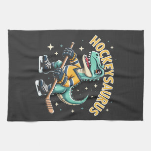 Hockeysaurus Ice Hockey Dinosaur Lovers  Tea Towel
