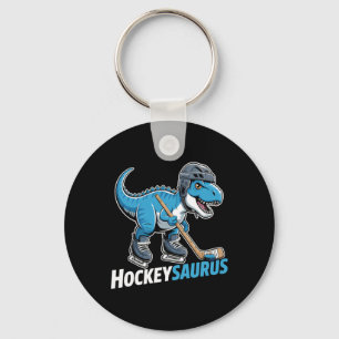 Hockeysaurus Ice Hockey Player Dinosaur T-rex Dino Key Ring