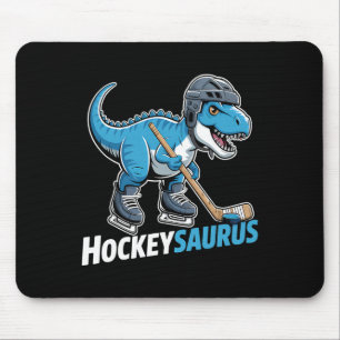 Hockeysaurus Ice Hockey Player Dinosaur T-rex Dino Mouse Mat