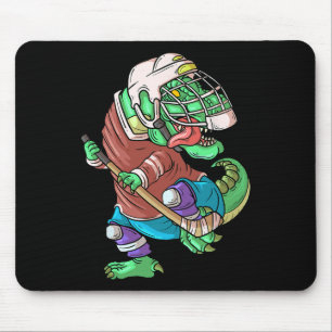 Hockeysaurus Kids T-rex Dinosaur With Ice Hockey S Mouse Mat