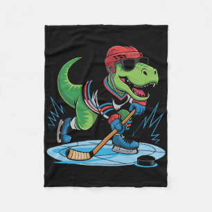 Hockeysaurus T-rex Hockey Dinosaur Fleece Blanket