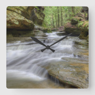 Hocking Hills Ohio Waterfall Square Wall Clock