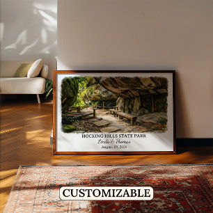 Hocking Hills State Park Ohio Poster, Watercolor Poster