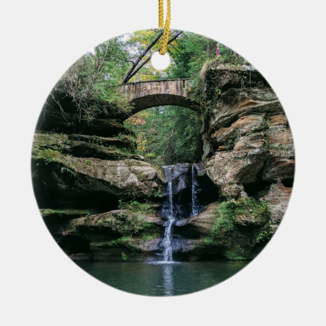 Hocking Hills Upper Falls Ceramic Tree Decoration (Front)