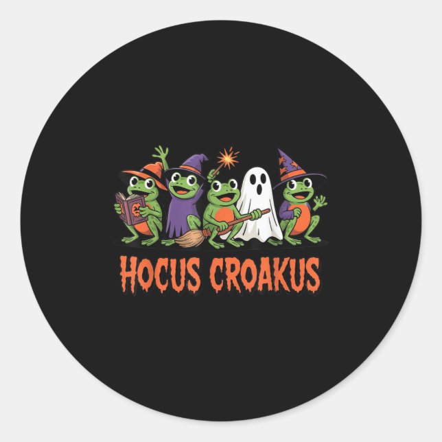 Hocus Croakus Frog Halloween Magic Spell Funny Wit Classic Round Sticker (Front)