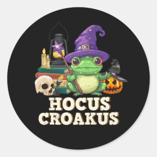 Hocus Croakus Spooky Halloween Frog Witch Hat Funn Classic Round Sticker