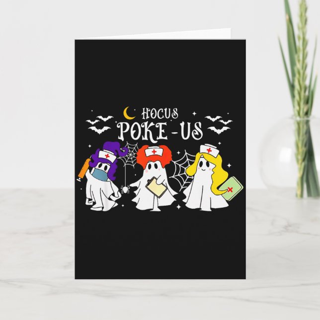 Hocus Ke-us Witch Nurse Halloween Medical Lab Tech Card (Front)