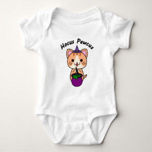 Hocus Pawcus - Ginger Tabby Cat - Black Writing Baby Bodysuit