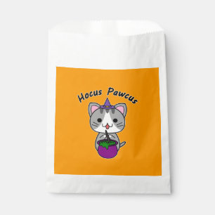 Hocus Pawcus - Grey Tabby Cat -Black Writing Favour Bags
