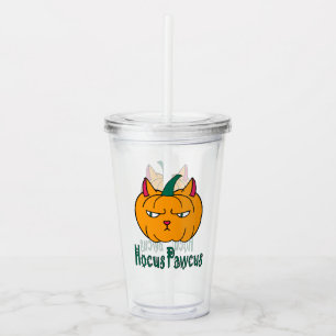 Hocus pawcus Halloween pumpkin ginger cat magic Acrylic Tumbler
