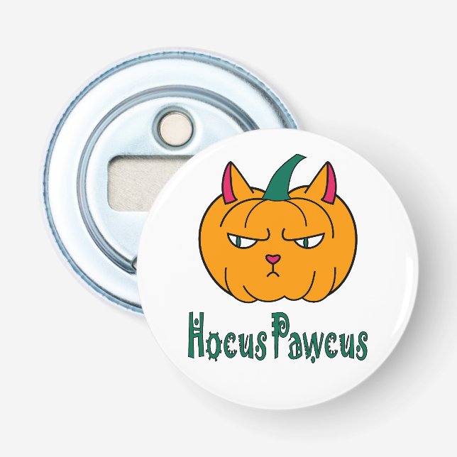 Hocus pawcus Halloween pumpkin ginger cat magic Bottle Opener (Front)
