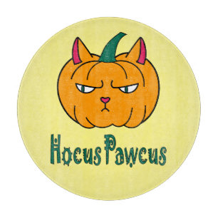 Hocus pawcus Halloween pumpkin ginger cat magic Cutting Board