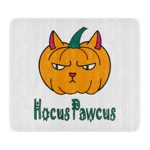 Hocus pawcus Halloween pumpkin ginger cat magic Cutting Board