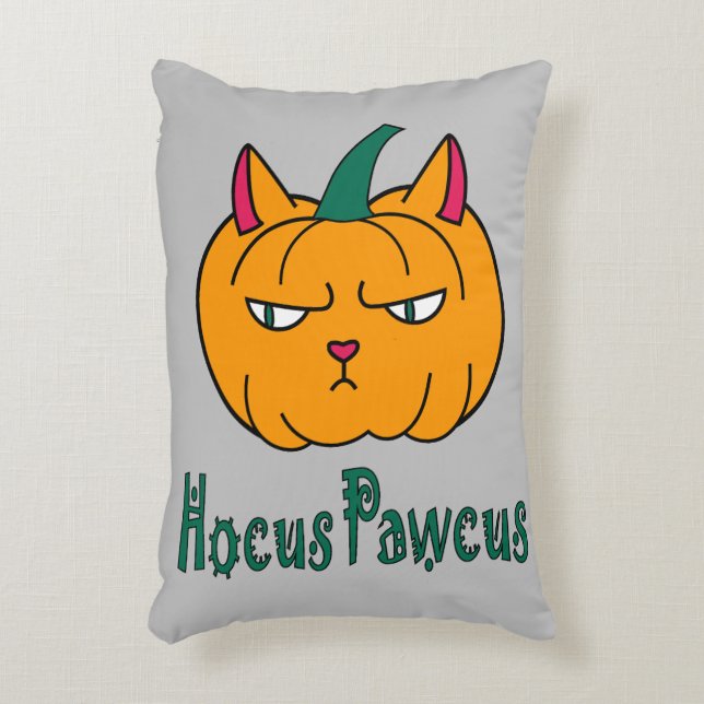 Hocus pawcus Halloween pumpkin ginger cat magic Decorative Cushion (Front(Vertical))