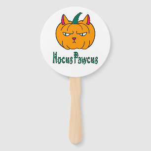 Hocus pawcus Halloween pumpkin ginger cat magic Hand Fan