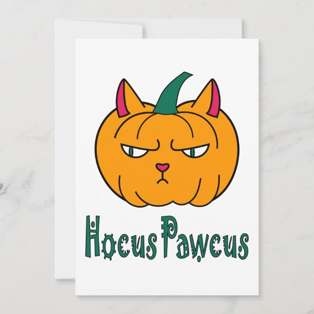 Hocus pawcus Halloween pumpkin ginger cat magic Invitation (Front)
