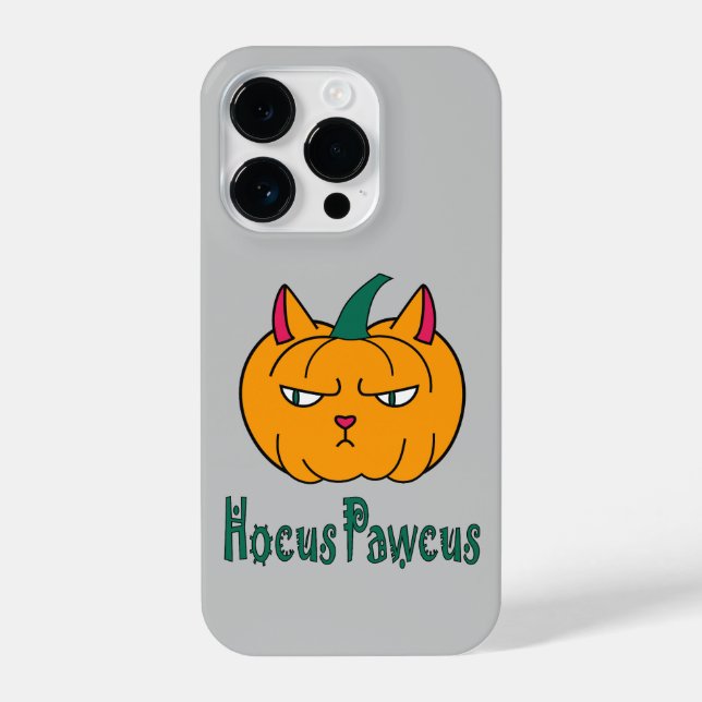 Hocus pawcus Halloween pumpkin ginger cat magic iPhone Case (Back)