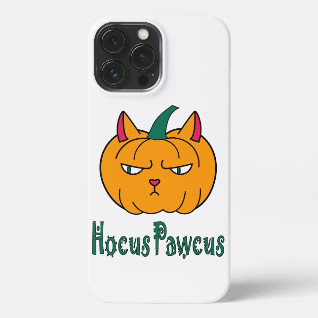 Hocus pawcus Halloween pumpkin ginger cat magic iPhone Case (Back)