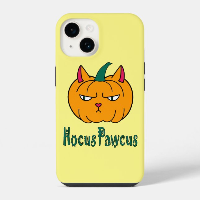 Hocus pawcus Halloween pumpkin ginger cat magic iPhone Case (Back)