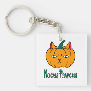 Hocus pawcus Halloween pumpkin ginger cat magic Key Ring