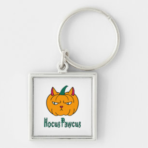 Hocus pawcus Halloween pumpkin ginger cat magic Key Ring