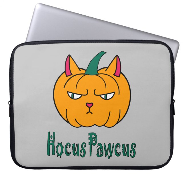 Hocus pawcus Halloween pumpkin ginger cat magic Laptop Sleeve (Front)