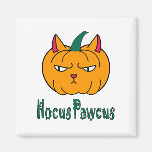 Hocus pawcus Halloween pumpkin ginger cat magic Magnet